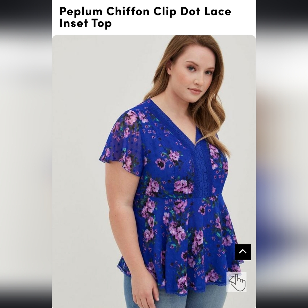 torrid Royal Blue Floral Peplum Chiffon Top